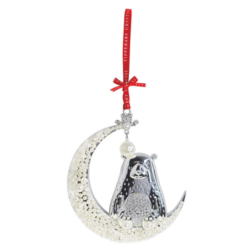 Pearl Bear On Moon Christmas Decoration