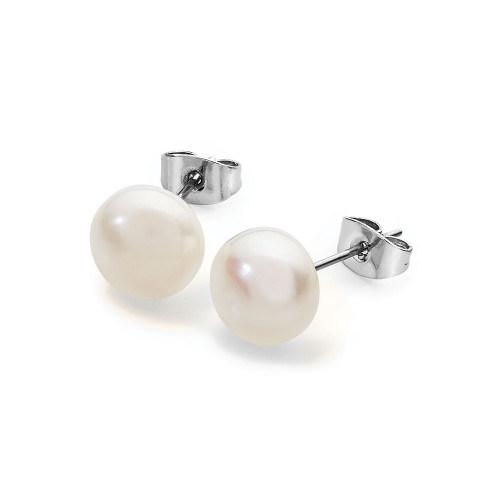 Silver Large Pearl Studs 10mm