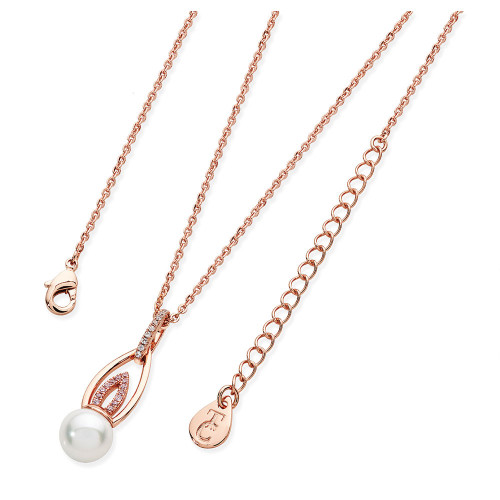 Rose Gold Pink Cz Flame Drop Pendant
