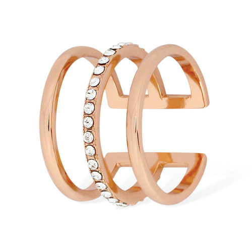 Triple CZ Cage Ring - Rose Gold