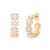 Gold daisy hoop earrings adorned with sparkling crystals and pearl centers in a floral design.