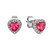 Silver Diamond Heart Earrings Ruby