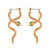 Tc Snake Green Eye Long Earrings Gold
