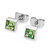 August - Silver Square Birthstone Earrings - Peridot Crystal