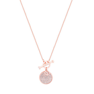 T-BAR PENDANT ROSE GOLD PAVE SET CIRCLE