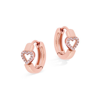 TC LOVE HEART EARRINGS ROSE GOLD