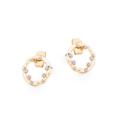 TC CIRCLE INSET WITH CRYSTAL EARRINGS GOLD