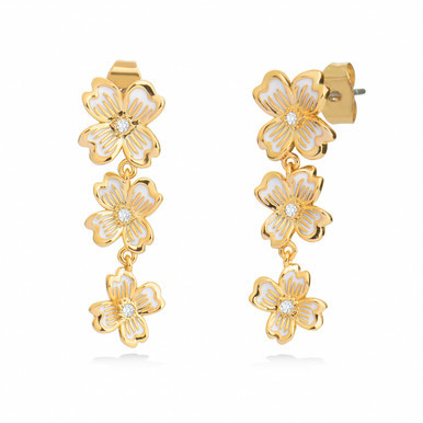 Le Fleur Collection Three Flower Earrings Yellow Gold