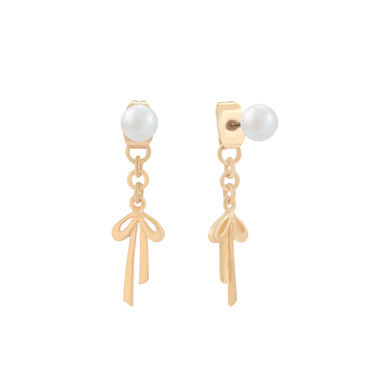 Tc Bow - Bow & Pearl Earrings Gold