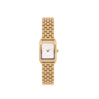 Tc Classic Rectangular White & Gold Bracelet Watch