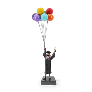 David McGlynn Sculpture - Girl Graduation with Balloons "Expectation"