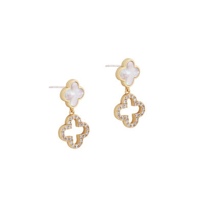 Tc Fleur Collection Cz & Mop Drop Earrings Gold