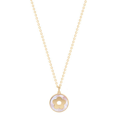 Tc Fleur Collection Mother Of Pearl Disc Pendant Gold