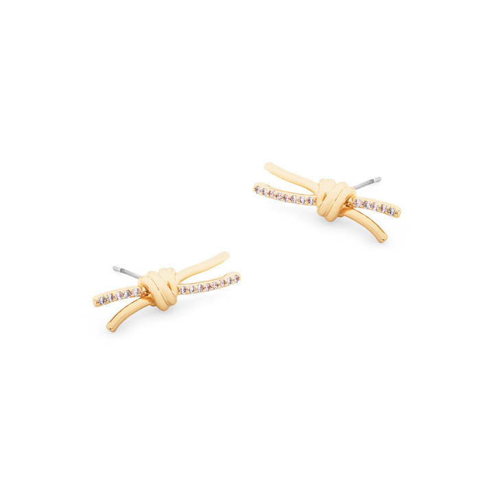 TC Love Knot - CZ Inset Earrings Gold