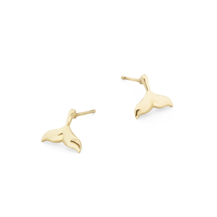 Tc Under The Sea - Whale Tail Stud Earrings Gold