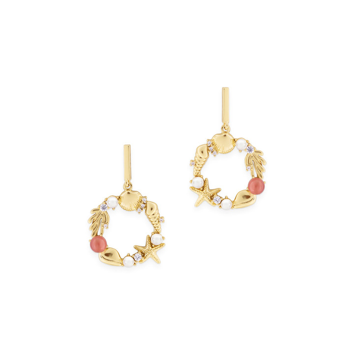 Tc Under The Sea - Round Sea Crown Earrings Gold
