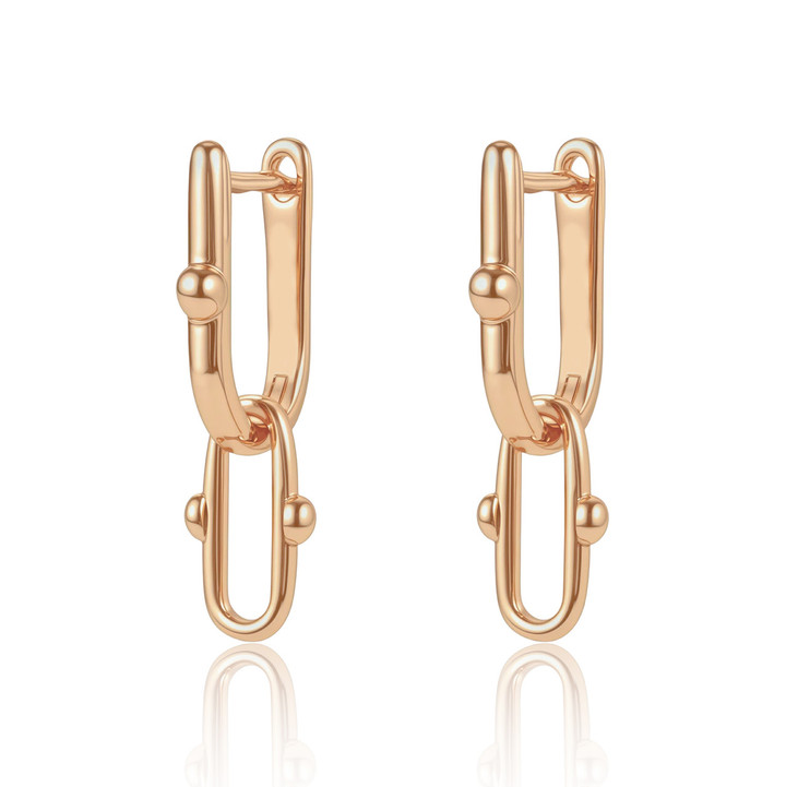 TC Rectangular Huggies Drop Earrings Gold