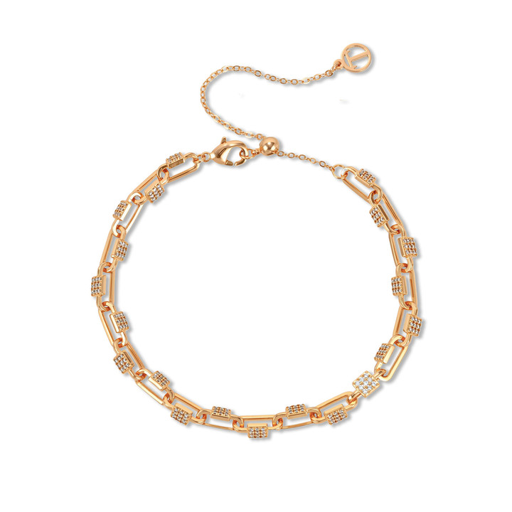 TC Chain & Pave Bracelet Gold