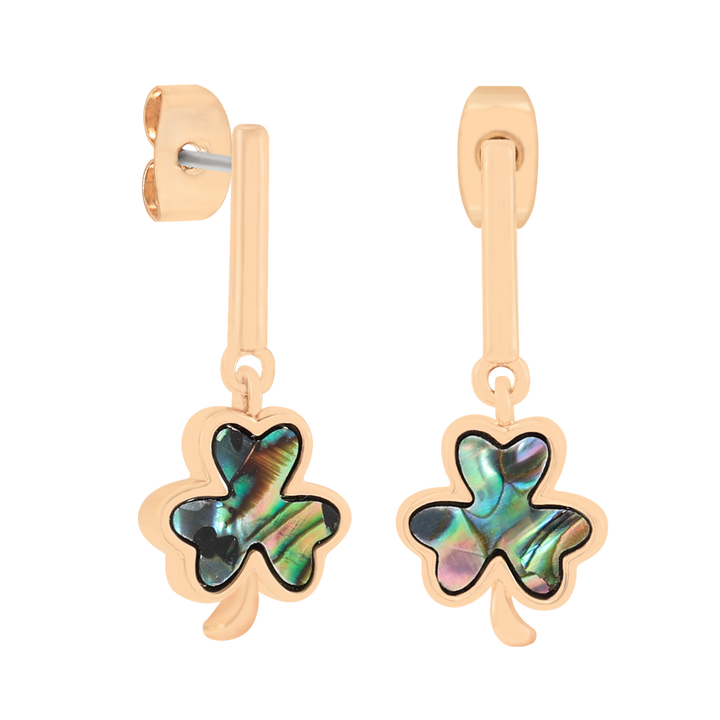Trinity - Shell Shamrock Drop Earrings Gold