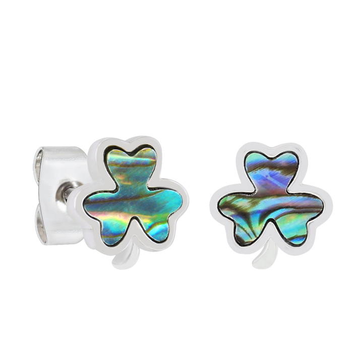Trinity - Shell Shamrock Stud Earrings Silver
