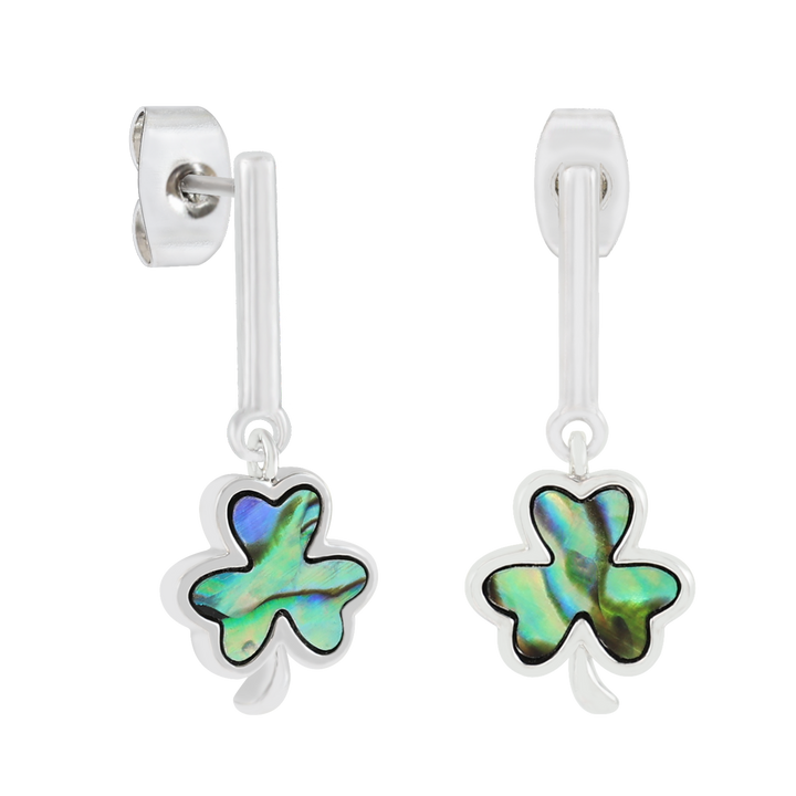 Trinity - Shell Shamrock Drop Earrings Silver