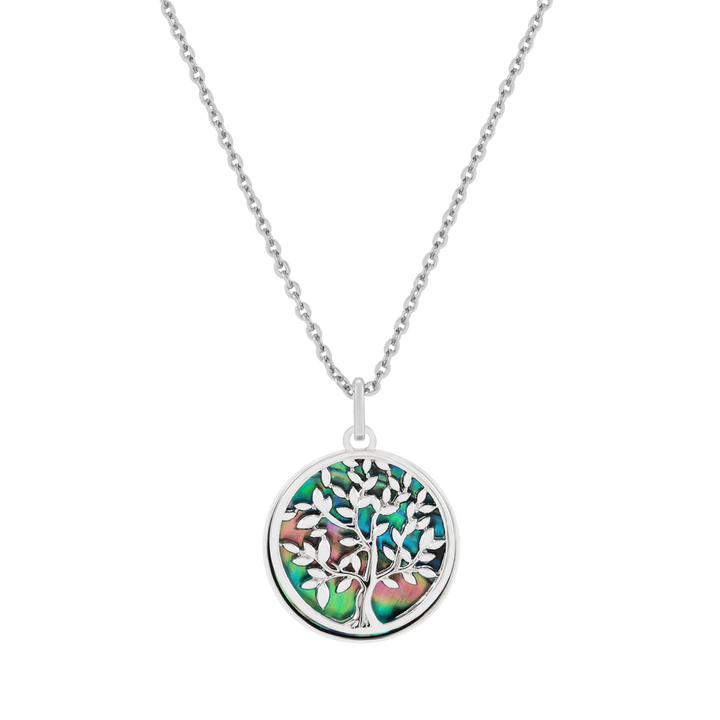 Trinity - Shell Tree Of Life Disc Pendant Silver