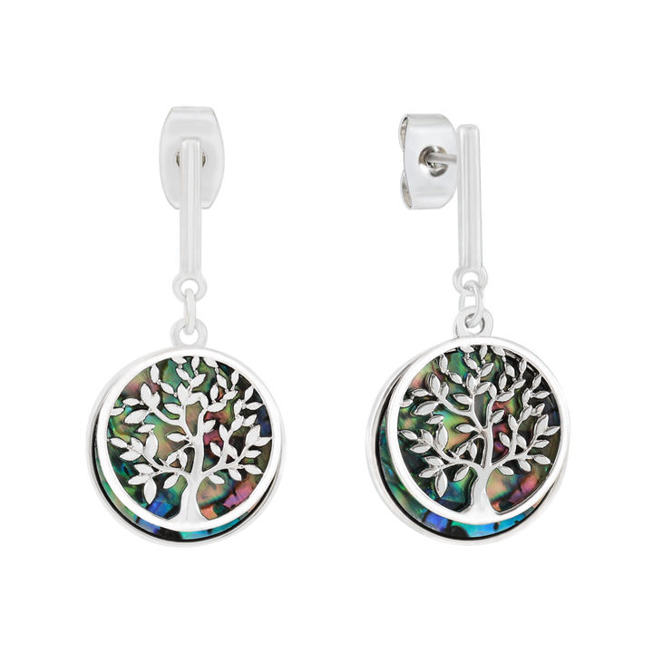 Trinity - Shell Tree Of Life Drop Earrings Silver