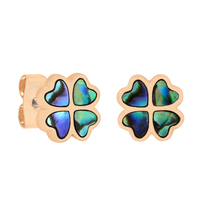 Trinity - Shell Clover Stud Earrings Gold