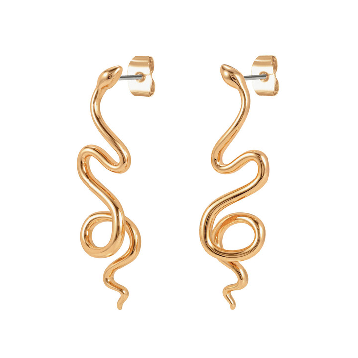 Tc Snake Long Stud Earrings Gold