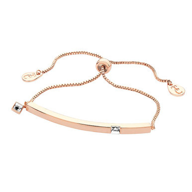 April - Rose Gold Bar Birthstone Bracelet - Clear Crystal