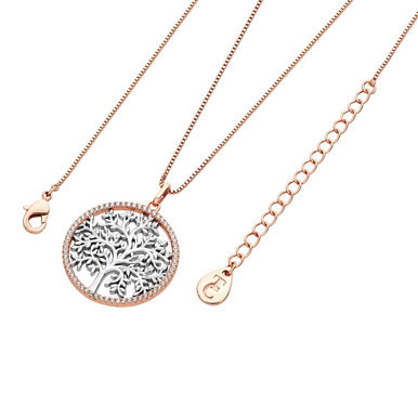 Silver Tol In Rose Gold CZ Circle Pendant