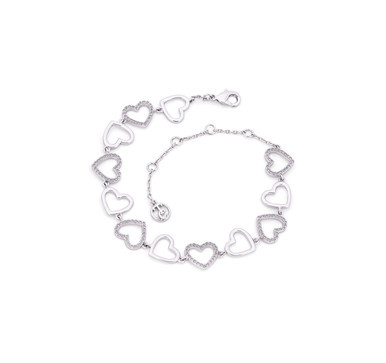 HEART BRACELET, OPEN HEARTS - SILVER