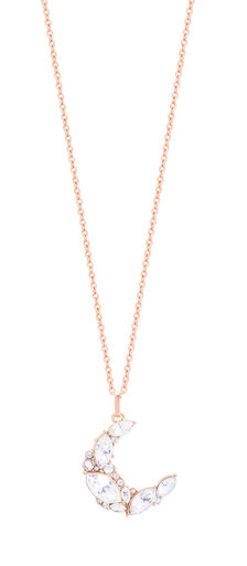 HALF MOON PENDANT CLEAR CZ - ROSE GOLD