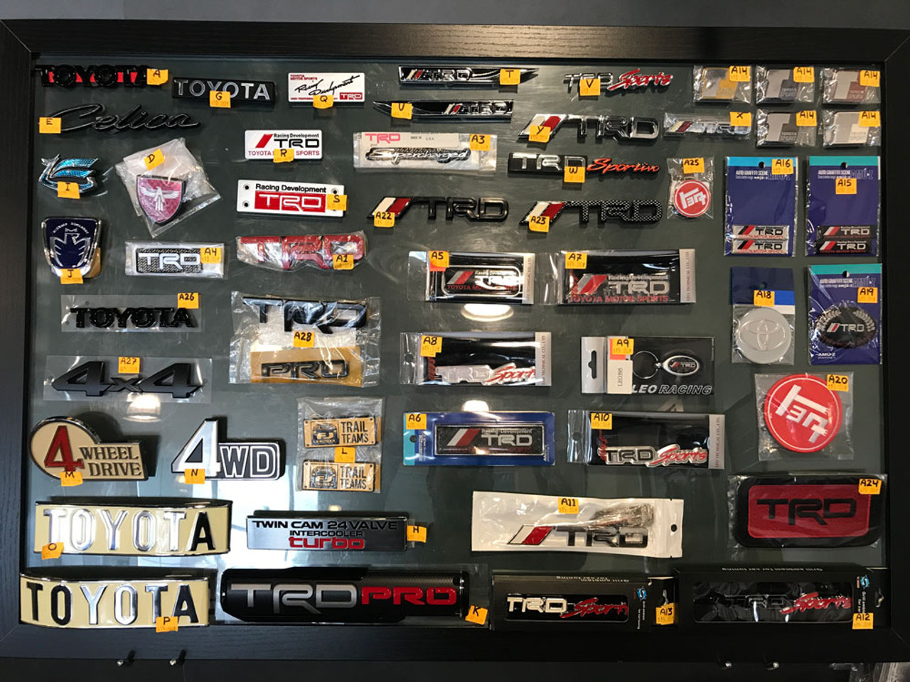 Toyota decals, badges and patches. 