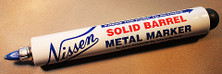 Nissen SBBUF Blue Solid Barrel Metal Marker, 3/64" Point Size, 12/Pk