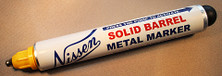 Nissen SBYEM Yellow Solid Barrel Metal Marker, 3/32" Point Size, 48/Case