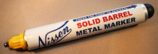 Nissen SBYEM Yellow Solid Barrel Metal Marker, 3/32" Point Size, 12/Pk