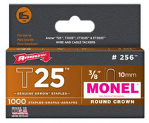 Arrow Fastener 256M T25 3/8 Inch (10mm) Monel Staples, 1000/Pk