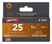 Arrow Fastener 259 T25 9/16 Inch (14mm) Staples, 1000/Pk