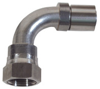 Dixon FJS90-04-04 Nominal Smooth Bore 90 Deg Fem JIC for -4 PTFE Hose (304SS) 1/4" Thd