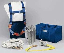 Fall protection kit, 50', 5 single use roof anchor, VF505WL3 rope grab, includes storage bucket