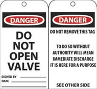 RMC RPT18 Laminated Danger Tag " Do Not Open This Valve", 10/PK