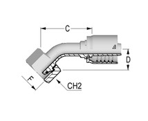 C12221643-0418 45 Deg Metric O-Ring Female Swivel 24 Deg Seat DIN 3865 – Heavy Tube, 0.25", 6.40mm