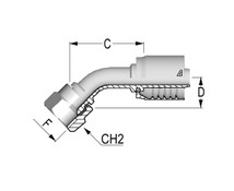 C12122541-0606M 45 Deg JIC Female Swivel 37 Deg Seat, Solid Bent Tube Fitting, 0.38", 9.50 mm