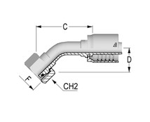 C12421543-1230 45 Deg Metric O-Ring Female Swivel 24 Deg Seat DIN 3865 – Light Tube, 0.75", 19.00mm