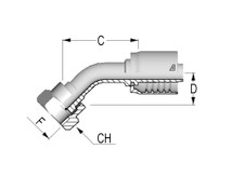 C12622441-1216 45 Deg ORFS Female for Ultra HP Hoses, Solid Bent Tube, Crimped Nut, 3/4", 19.0 mm