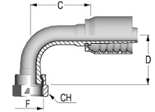 C12622491-1212 90 Deg ORFS Female for Ultra HP Hoses, Solid Bent Tube, Crimped Nut, 3/4", 19.0 mm