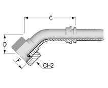 Alfagomma H1220842-2020 45 Deg BSP O-Ring Female Swivel 60 Deg Cone Solid Bent Tube, 1 1/4", 31.8 mm