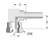 Alfagomma H1220581-0606 90 Deg BSP Compact Female Elbow 60 Deg Cone, 0.38", 9.5 mm