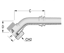 Alfagomma H1220843-0406 45 Deg BSP O-Ring Female Swivel 60 Deg Cone Solid Bent Tube, 1/4", 6.4 mm